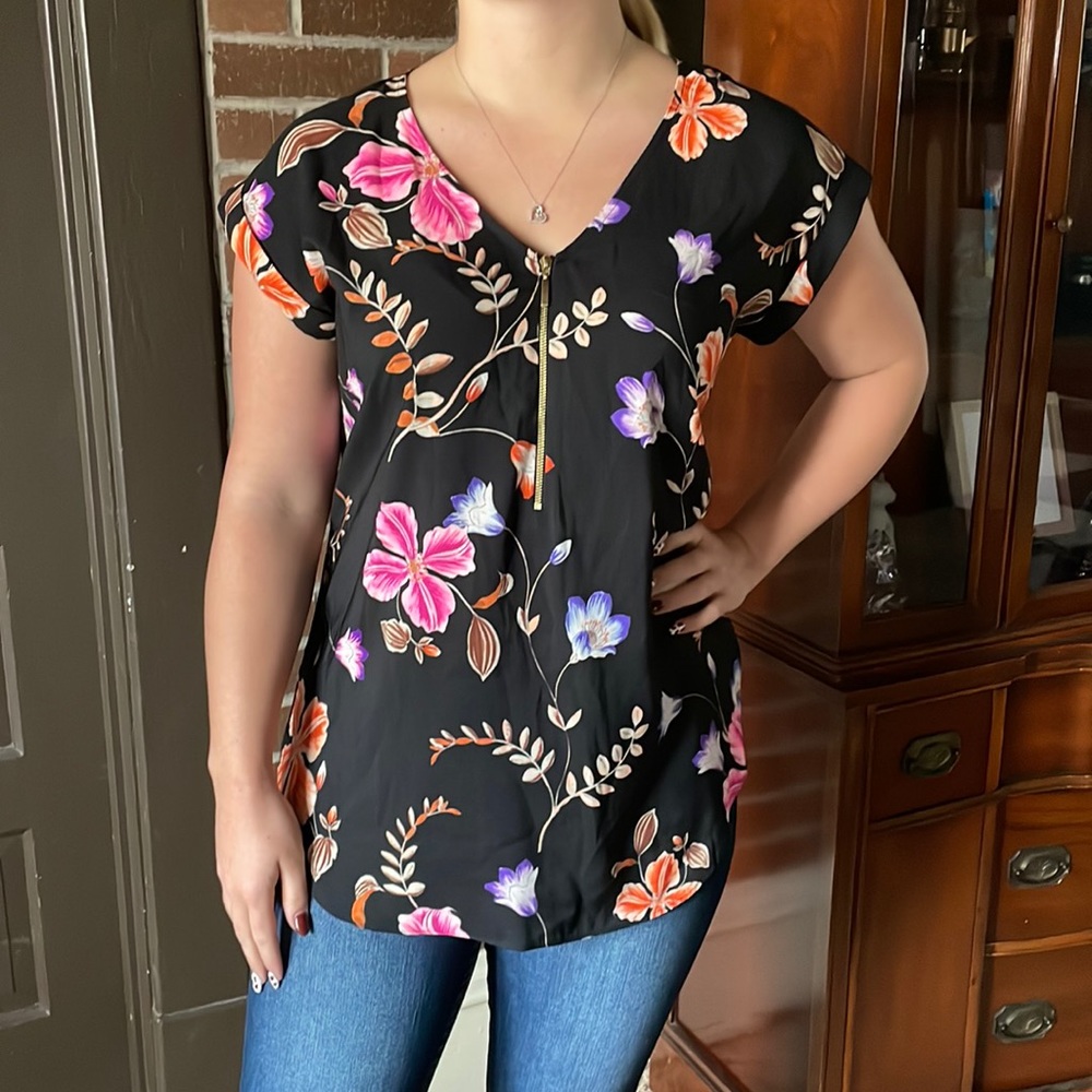Floral black shirt